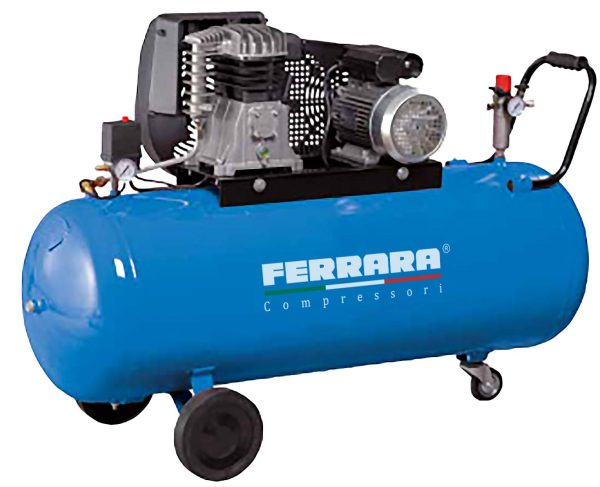 Oil-lubricated single-stage semi-professional compressor with belt drive