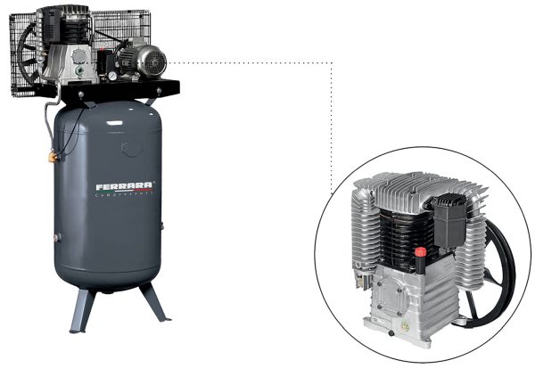 Oil-lubricated single-stage vertical Industrial compressors with belt drive