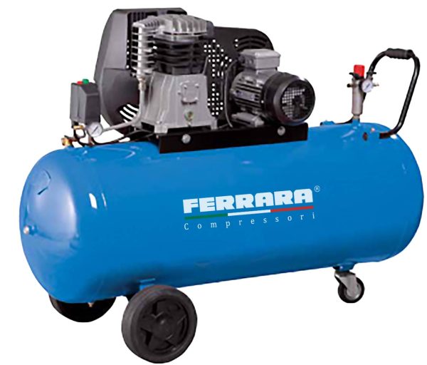 Oil-lubricated single-stage semi-professional compressor with belt drive